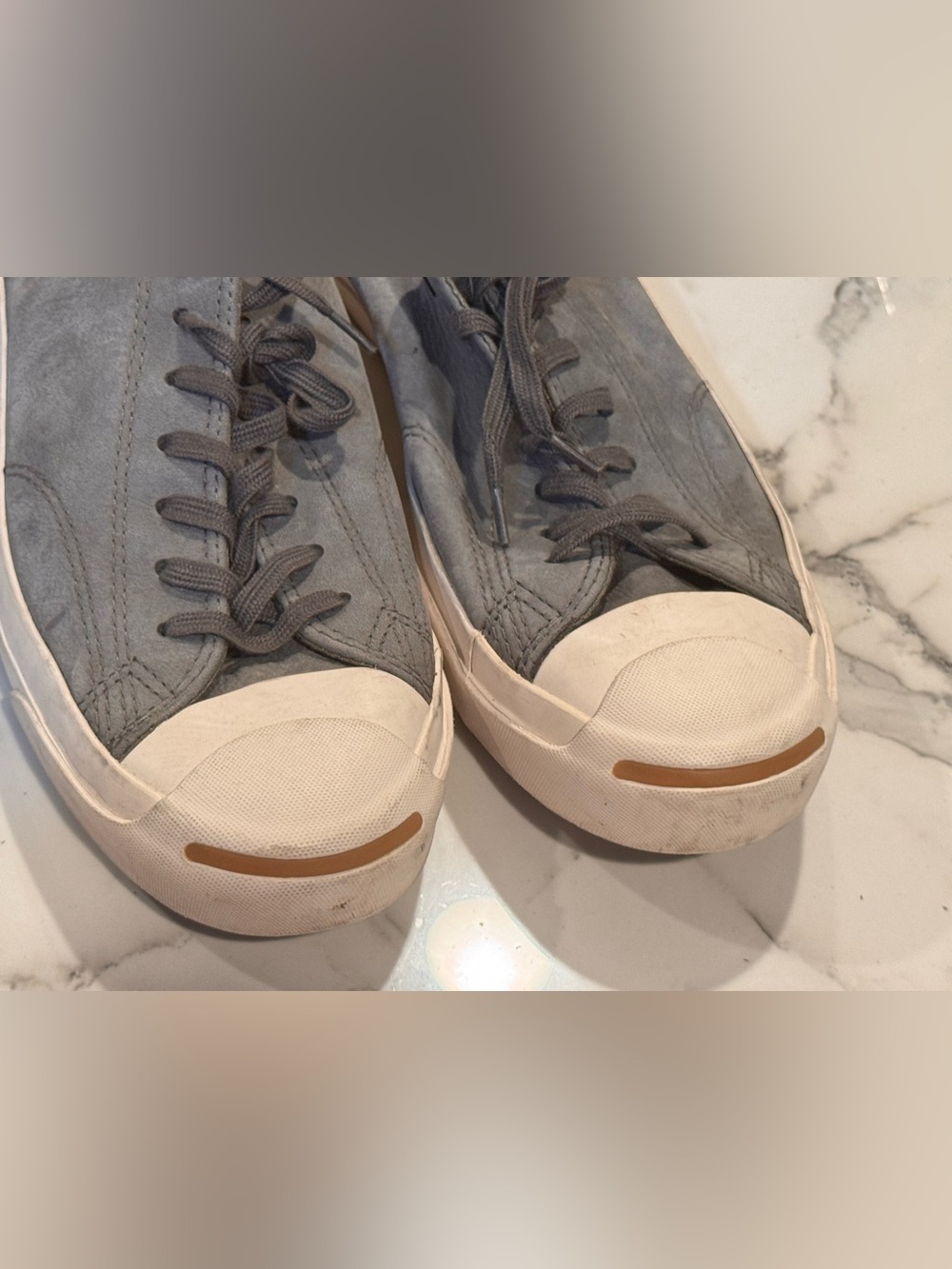 Converse x Jack Purcell Nubuck Tortoise Grey Low Charcoal Sneakers 142686C - Picture 6 of 8